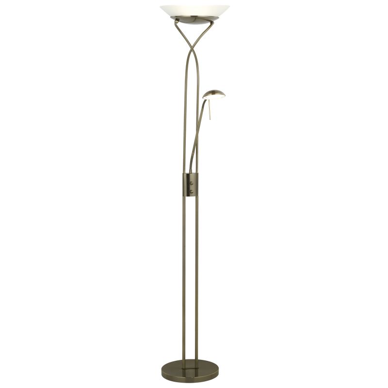 Ollie Laiton antique lampadaire De Brilliant - Les deux interrupteurs d'alimentation de la lampe permettent d'éclairer séparément le bras de lumière et le bras de verrouillage.