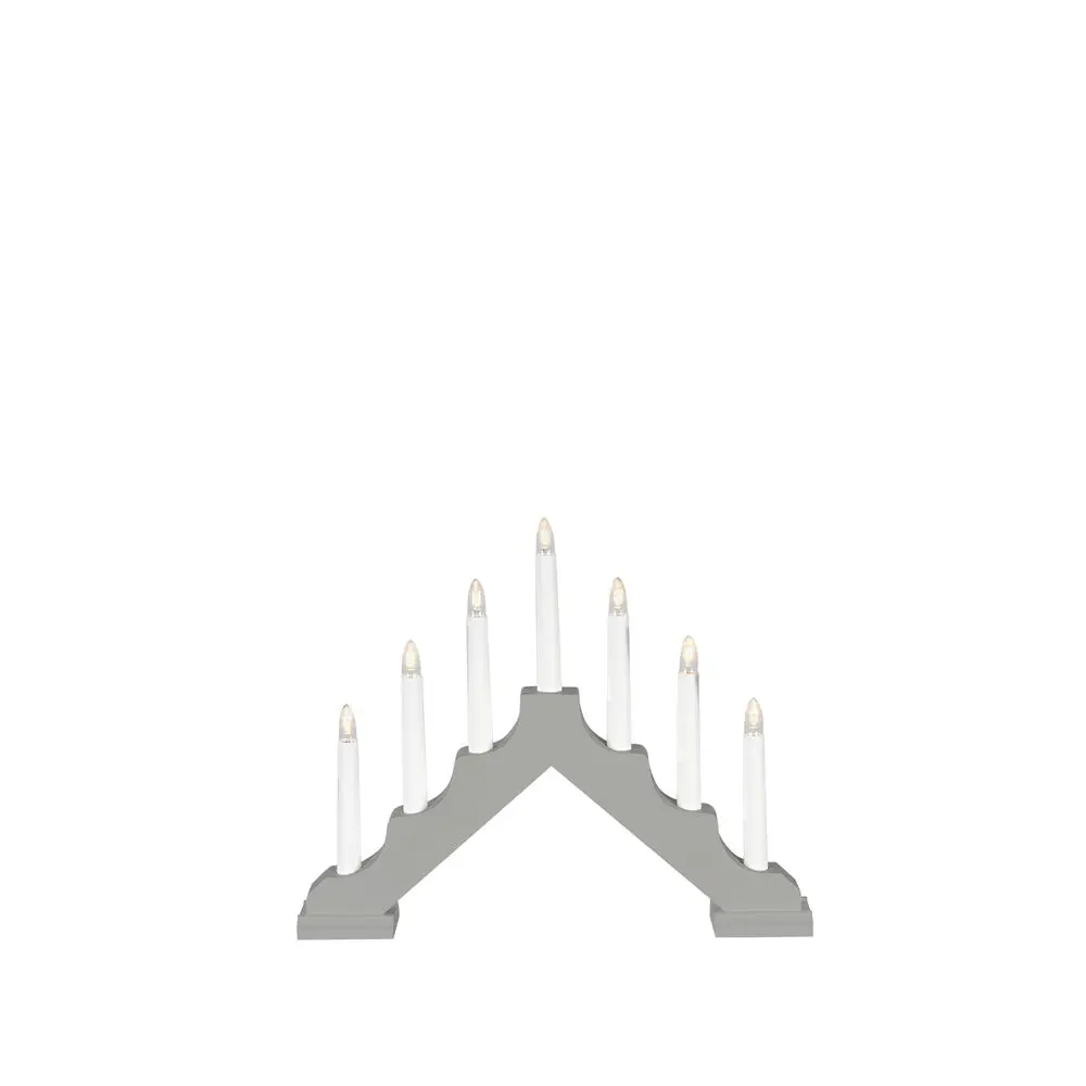 Candelabra 7 Lights Gris De Konstsmide - Assurez-vous un No&euml;l plein d'ambiance avec ce bougeoir de l'Avent &agrave; piles en bois gris mat.