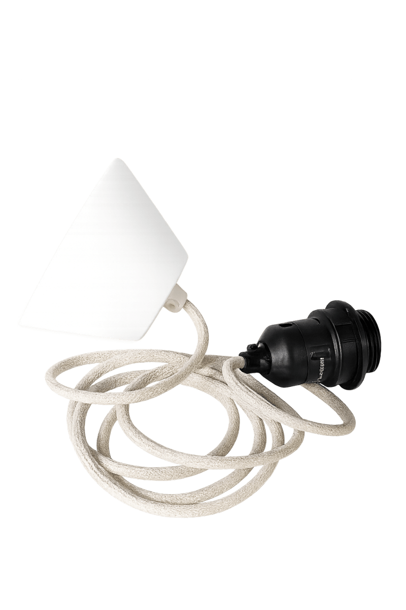 Suspension textile 2m Beige De Alde & Lind - Suspension avec c&acirc;ble gain&eacute; textile, compatible avec les plafonniers Alde&amp;Lind &agrave; culot E27.