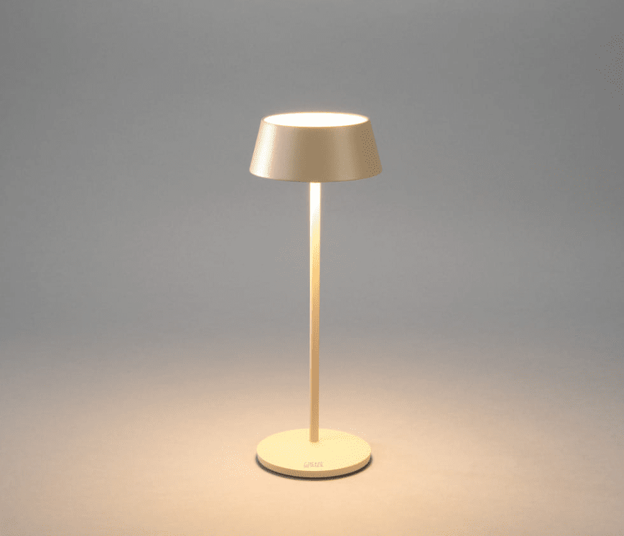 Menton 30cm Sable portable De Konstsmide - La lampe est équipée d'un variateur tactile qui permet de régler la luminosité et la température de couleur de la lumière jaune chaude à la lumière blanche chaude.