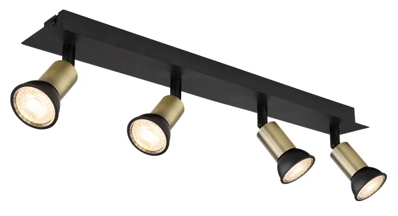 Drew 4 Or spot De Globo Lighting - Drew &auml;r en stilren takspotlight som imponerar med sin design i mattsvart och guld.