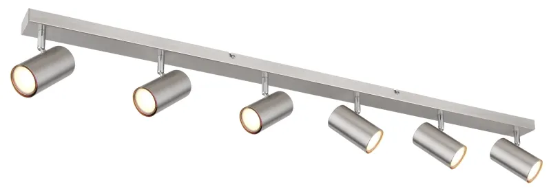 Robby 6 Nickel spot De Globo Lighting - Robby &auml;r en stilren takspotlight som imponerar med sin enhetliga design i nickel.