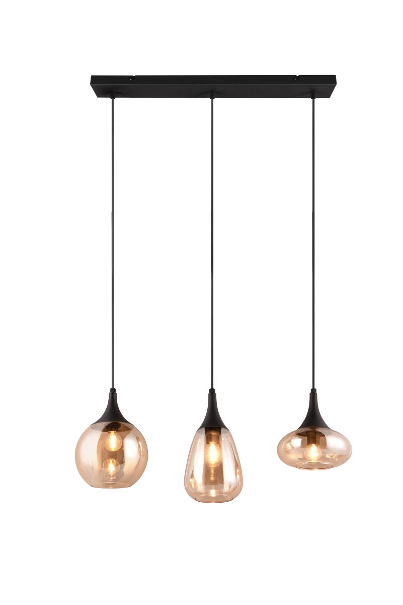 Lumina 68cm Ambre suspension De Trio Lighting - Grâce à sa finition noire mate, elle s'harmonise facilement avec divers styles et couleurs de décoration, apportant une touche de modernité et d'élégance à votre intérieur.