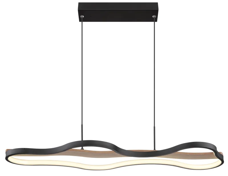 Bezzy 80cm Nature suspension De Globo Lighting - Bezzy takpendel har en unik molnformad design som kombinerar mattsvart metall, m&ouml;rkbrunt tr&auml; och opalsilikon f&ouml;r en stilfull och behaglig belysning.