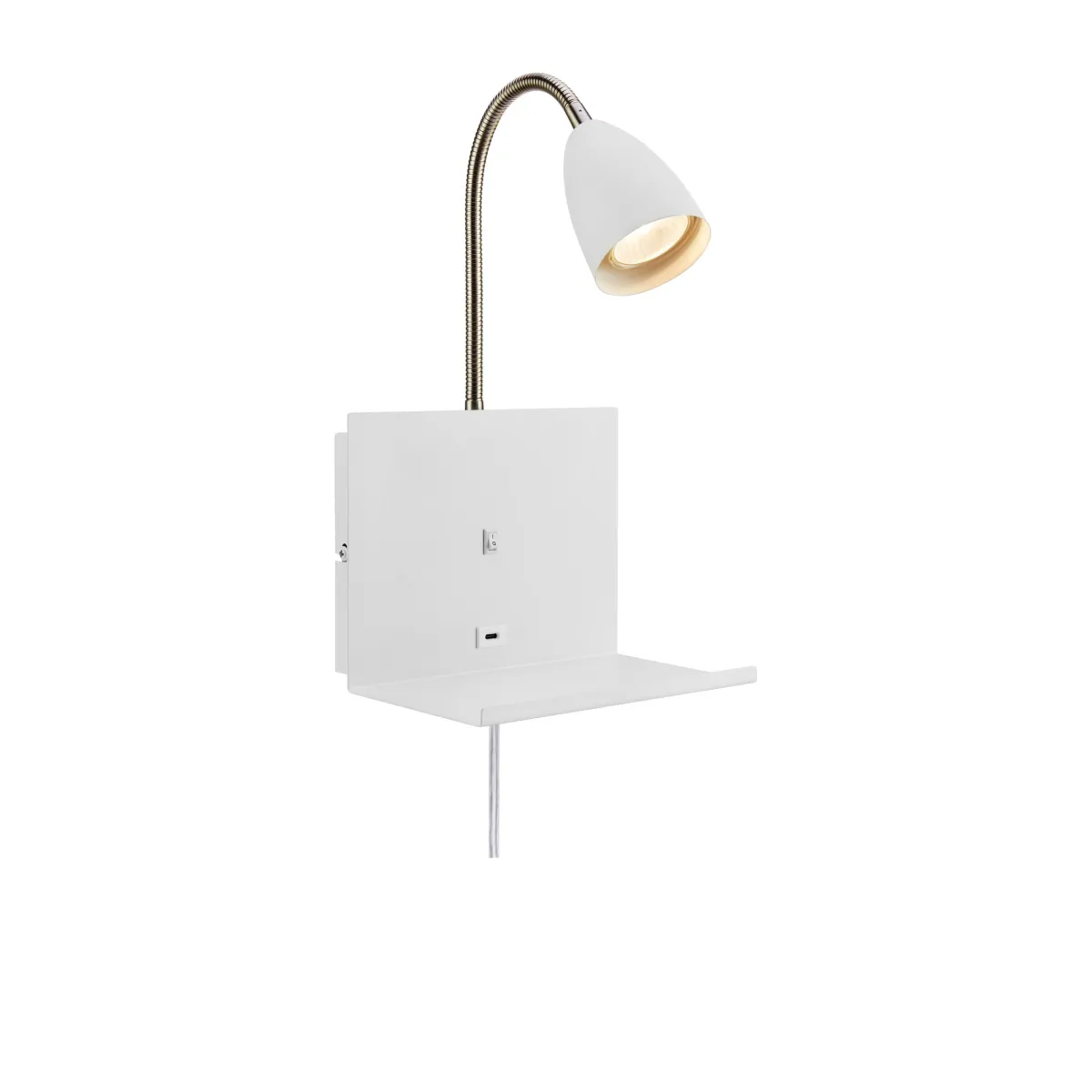 Cuarto Blanc lampe de lecture De Markslöjd - Prise USB-C pour charger un t&eacute;l&eacute;phone, une plaque de verrouillage, une montre ou similaire.