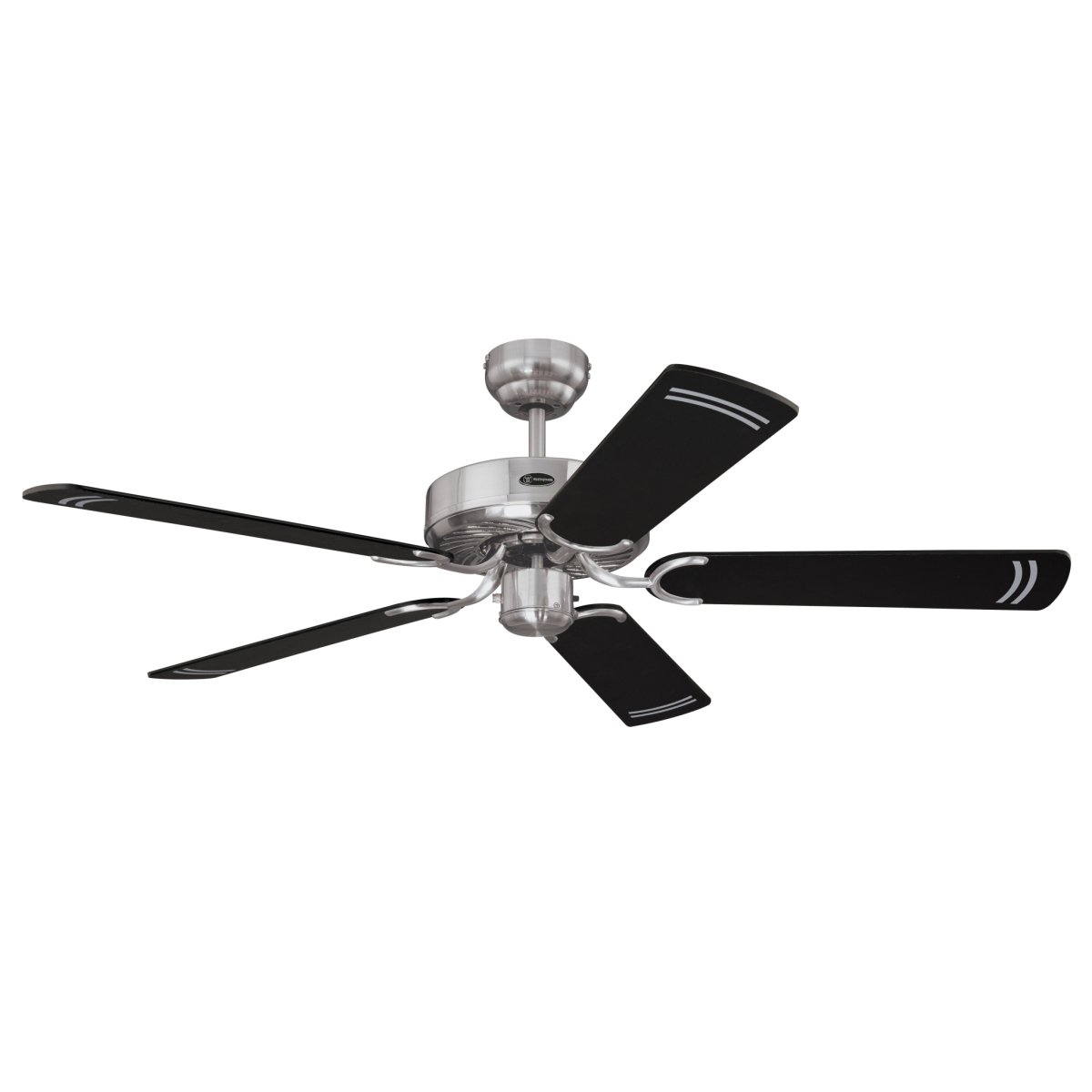 Cyclone Ø132 Acier brossé De Westinghouse - Le ventilateur de plafond Cyclone en acier brossé est un modèle classique qui, grâce à sa fonction d'inversion, assure un refroidissement efficace en été et une répartition uniforme de la chaleur en hiver.