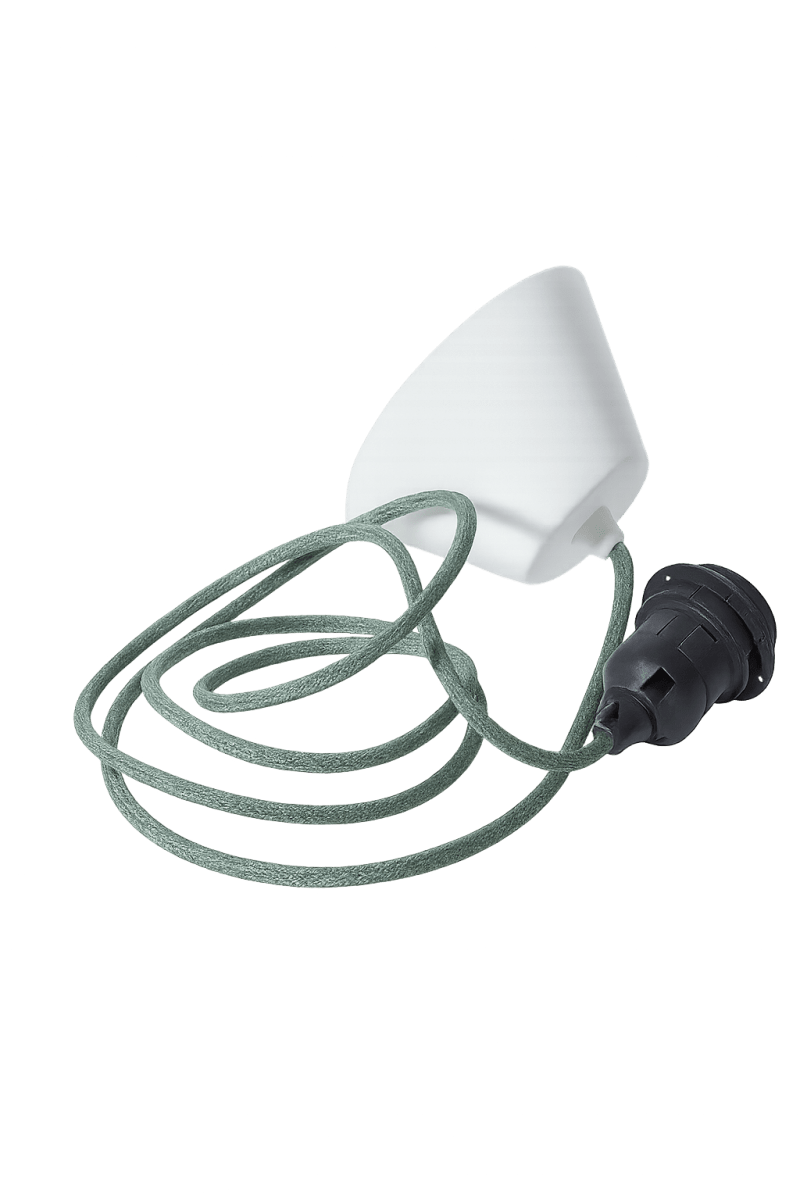 Suspension textile 2m Vert De Alde & Lind - Suspension avec c&acirc;ble gain&eacute; textile, compatible avec les plafonniers Alde&amp;Lind &agrave; culot E27.