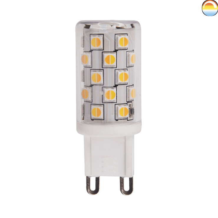 LED G9 4W 2200-3000K dim to warm De Unison - LED G9 4 W 2200-3000 K, Dim to WarmLa nouvelle ampoule G9 Dim to Warm d'Unison peut être réglée avec un variateur pour ajuster la température de couleur de 2200 à 3000 K.