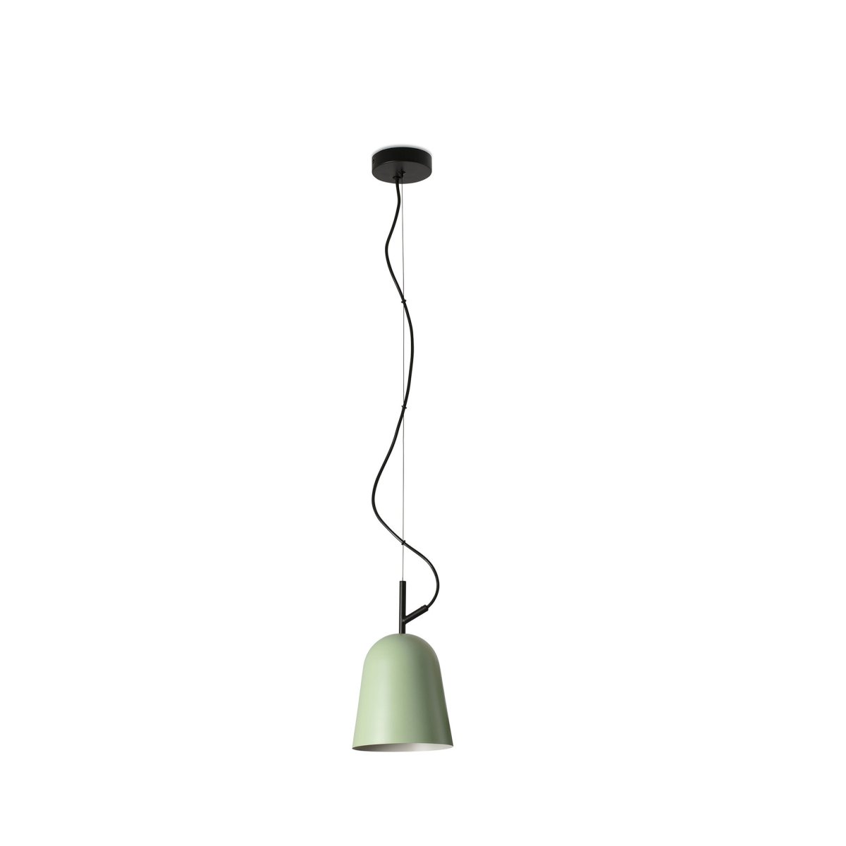 Studio Ø16 Vert suspension De Faro Barcelona - Son abat-jour vert et son format compact en font un luminaire id&eacute;al pour les cuisines, les espaces de travail ou les environnements cr&eacute;atifs.