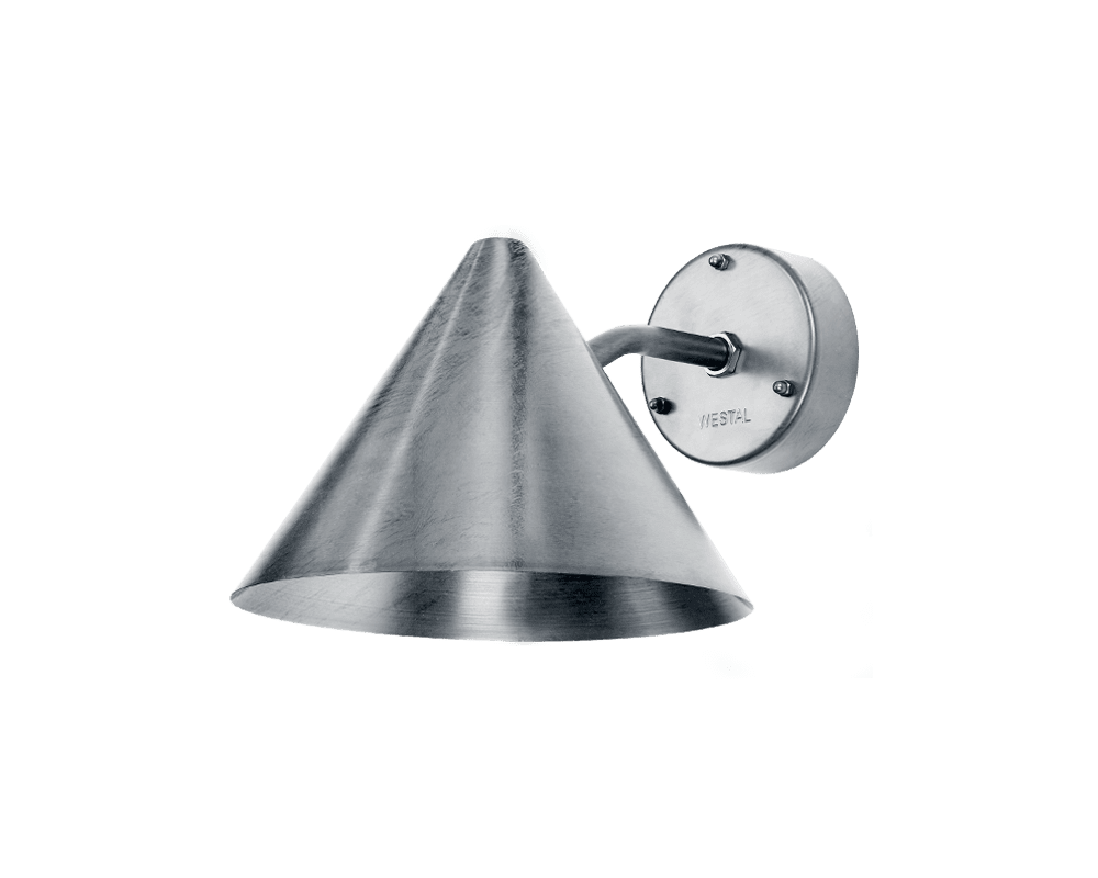 Tratt Acier galvanisé lampe d’extérieur De Westal - L'applique murale en entonnoir est une applique murale orient&eacute;e vers le bas avec un motif lumineux circulaire en acier galvanis&eacute; pour une durabilit&eacute; accrue et une longue dur&eacute;e de vie.