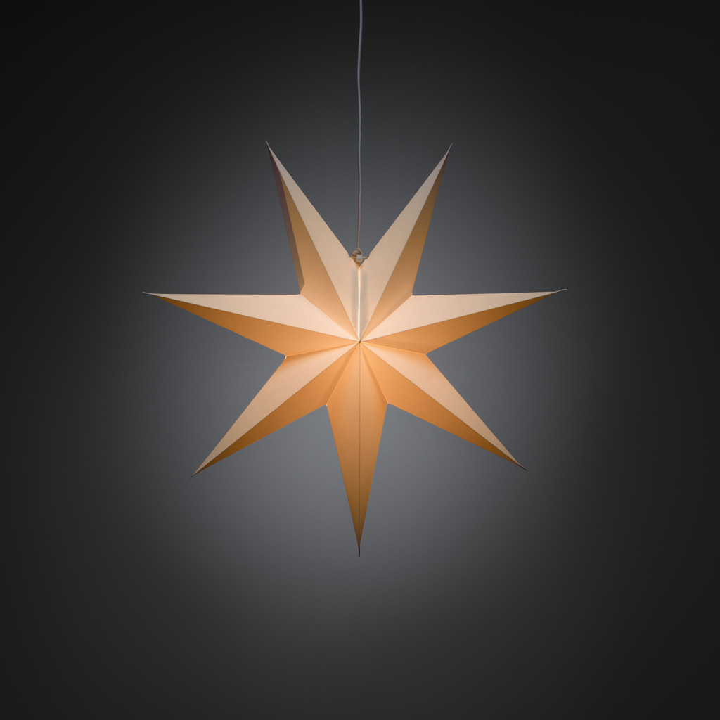 Étoile En Papier Ø60 Blanc De Konstsmide - Avec son design &eacute;l&eacute;gant et sa lumi&egrave;re douce, il cr&eacute;e une atmosph&egrave;re de No&euml;l calme et chaleureuse.