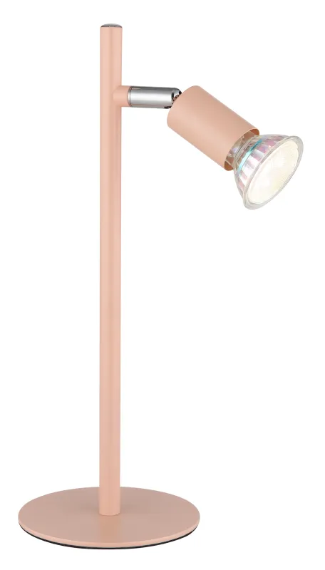 Matrix 30cm Orange lampe de bureau De Globo Lighting - Den runda basen och det raka metallr&ouml;ret i matt aprikos f&auml;rg ger ett modernt och elegant uttryck.