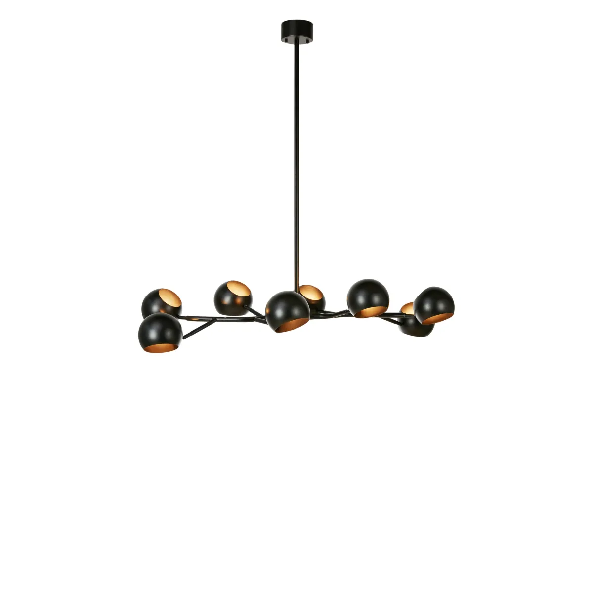 Edgar 55cm Noir suspension De Markslöjd - Chaque t&ecirc;te de lampe poss&egrave;de une ouverture en haut et en bas qui laisse passer la lumi&egrave;re.