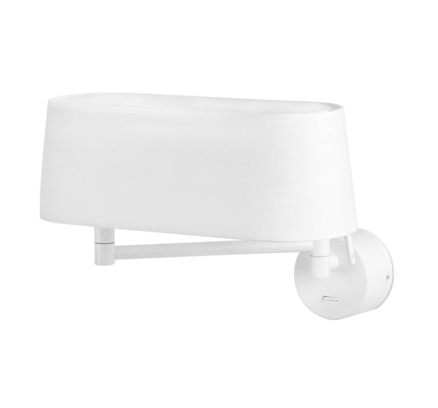 Desliz 52cm Blanc applique murale De Faro Barcelona - DESLIZ se caract&eacute;rise par le bras articul&eacute; dans la structure, qui permet de d&eacute;placer le point lumineux et de l'adapter &agrave; diff&eacute;rents besoins.
