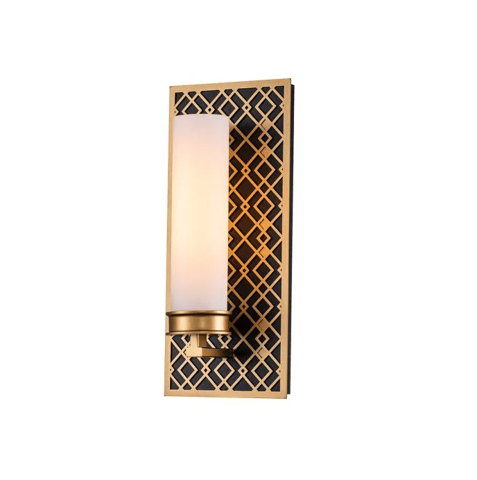 Ziggy 34cm Or lampe de salle de bain De Elstead Lighting - Son design rustique lui conf&egrave;re une allure &agrave; la fois &eacute;l&eacute;gante et moderne, tandis que le verre opale assure une diffusion de la lumi&egrave;re douce et homog&egrave;ne.