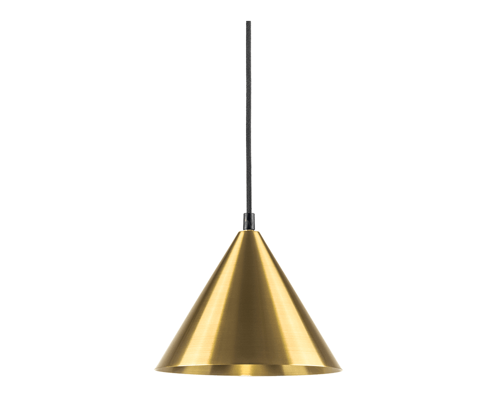 Tratt Ø25 Laiton suspension De Westal - La suspension Tratt est une suspension élégante en laiton avec une surface laquée transparente et un câble en tissu noir.