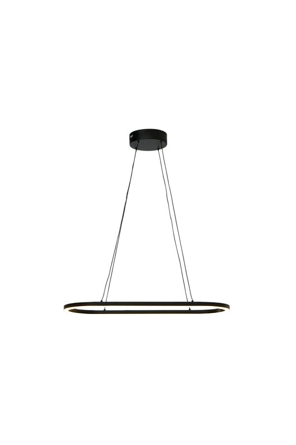 Oda 76cm Noir suspension De Aneta Lighting - Le plafonnier moderne en métal Oda avec son design ovale et élégant et sa lumière orientée vers le bas s'intègre parfaitement au-dessus de la table de la cuisine ou, par exemple, de l'évier de la cuisine.
