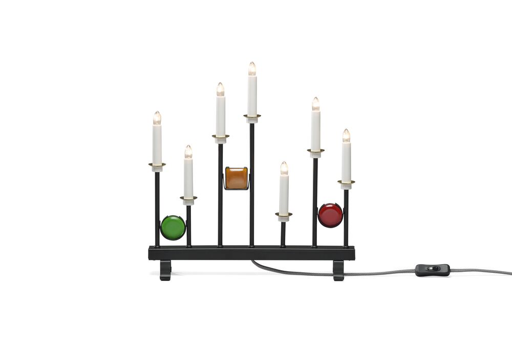 Candelabra 7 Lights Noir De Konstsmide - Offrez &agrave; votre maison une atmosph&egrave;re de No&euml;l unique et &eacute;l&eacute;gante avec ce bougeoir de l'Avent moderne en acier laqu&eacute; noir.