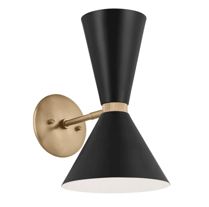 Phix 34cm Noir/bronze applique murale De Elstead Lighting - Son &eacute;l&eacute;gante finition bronze clair, associ&eacute;e au noir, apporte une touche de modernit&eacute; et de style &agrave; votre int&eacute;rieur.