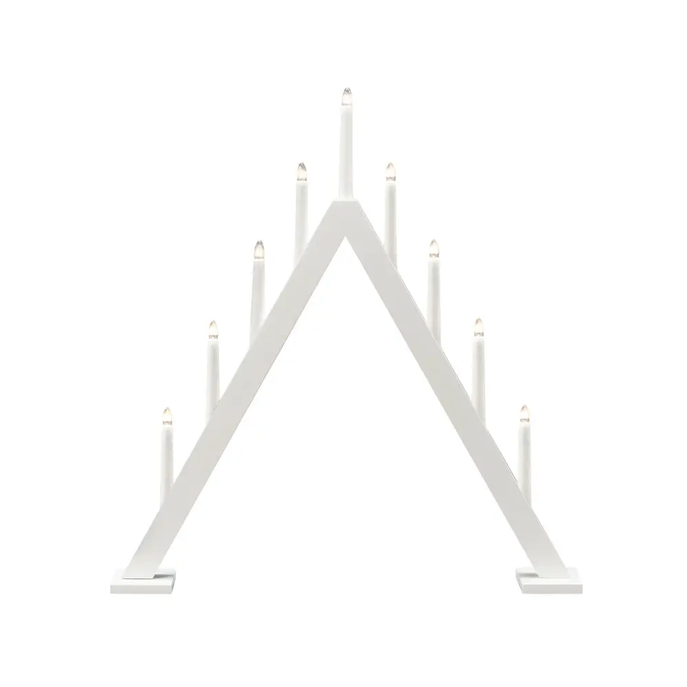 Candelabra 9 Lights Blanc De Konstsmide - Cr&eacute;ez une ambiance de No&euml;l &eacute;l&eacute;gante et moderne avec cet &eacute;l&eacute;gant bougeoir de l'Avent en bois laqu&eacute; blanc.