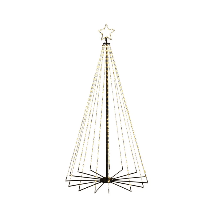 Sapin De Noël En Métal 1,8m Noir De Konstsmide - Ce sapin de No&euml;l en m&eacute;tal avec &eacute;toiles et &eacute;clairage LED int&eacute;gr&eacute; est une interpr&eacute;tation &eacute;l&eacute;gante et moderne du sapin de No&euml;l classique.