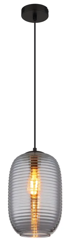Jefrey Ø20 Couleur fumée suspension De Globo Lighting - Denna eleganta taklampa &auml;r utrustad med en rund kupa i r&ouml;kf&auml;rgat glas.
