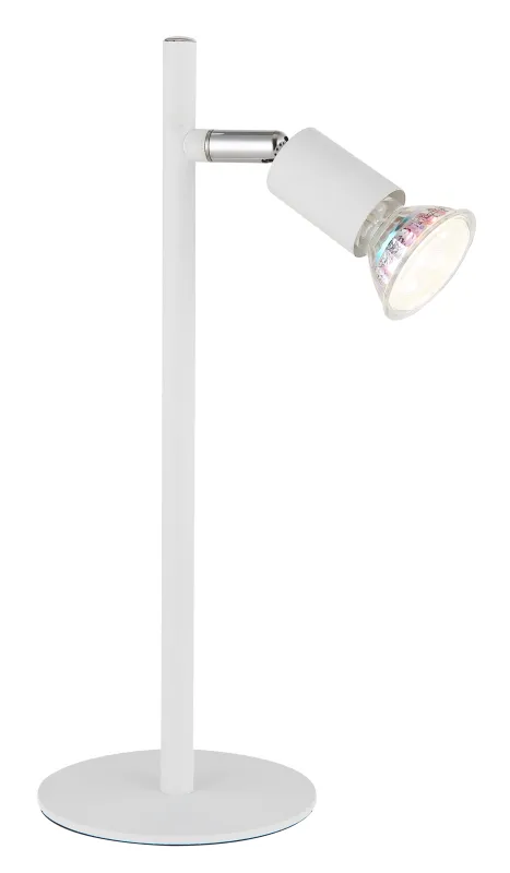 Matrix 30cm Blanc lampe de bureau De Globo Lighting - Den runda basen och det raka metallr&ouml;ret i mattvitt ger ett modernt och elegant uttryck.