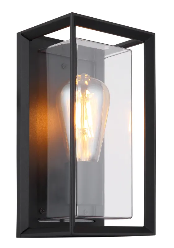 Logana Noir lampe d’extérieur De Globo Lighting - Med sin rektangul&auml;ra design och transparenta sk&auml;rm sprider den ett klart och stilrent ljus, perfekt f&ouml;r allt fr&aring;n tr&auml;dg&aring;rdar till uppfarter.