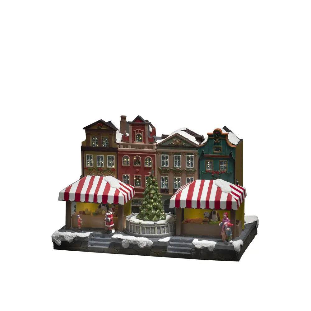 Maison À Fibre Optique 20cm Multicolore De Konstsmide - Avec des maisons magnifiquement illumin&eacute;es, des &eacute;tals de march&eacute; color&eacute;s et un sapin de No&euml;l &eacute;tincelant au milieu, il cr&eacute;e une atmosph&egrave;re de No&euml;l anim&eacute;e.