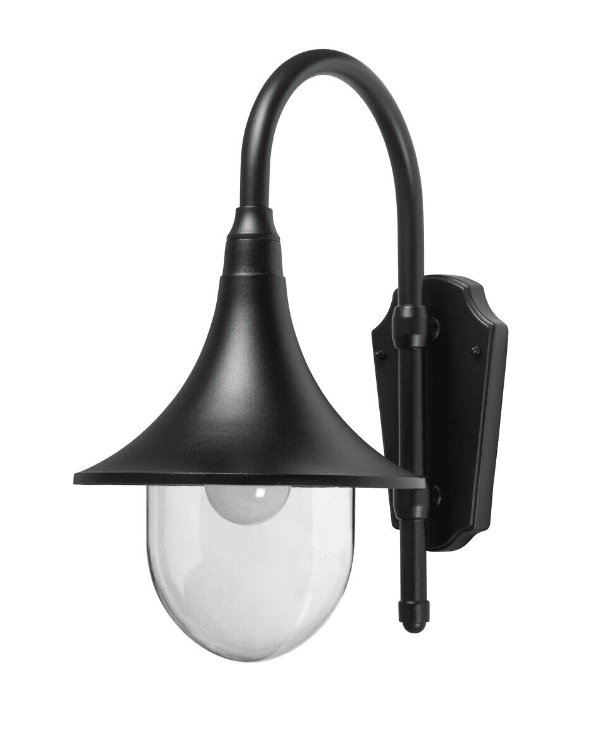 Kartano Trumpet Noir lampe d’extérieur De Airam - &Eacute;tant donn&eacute; que la source lumineuse est clairement visible &agrave; l'int&eacute;rieur de la lampe, le choix de la source lumineuse (non incluse) est tr&egrave;s important pour l'ambiance et l'effet de l'&eacute;clairage.