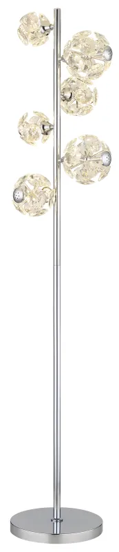 Virina Chrome lampadaire De Globo Lighting - Med en perfekt balans mellan modern design och funktionalitet blir Virina ett lyxigt blickf&aring;ng som f&ouml;rh&ouml;jer rummets karakt&auml;r och skapar unika ljusmoment.