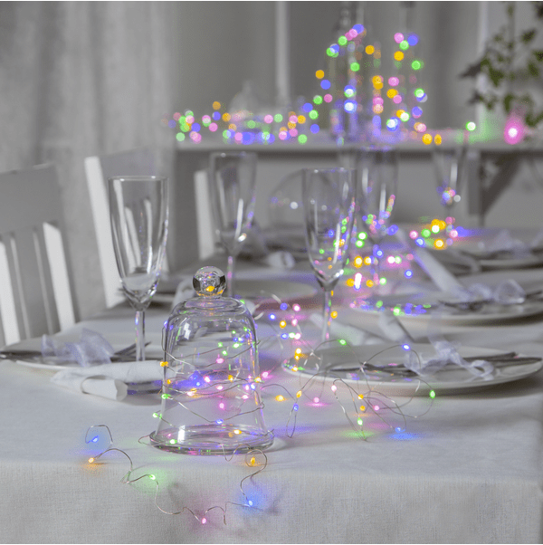 Guirlande Lumineuse Dew Drop 3m Multicolore De Star Trading - Guirlande lumineuse d&eacute;corative avec 100 gouttes de ros&eacute;e LED givr&eacute;es, bo&icirc;te &agrave; lumi&egrave;re courante avec 11 fonctions.