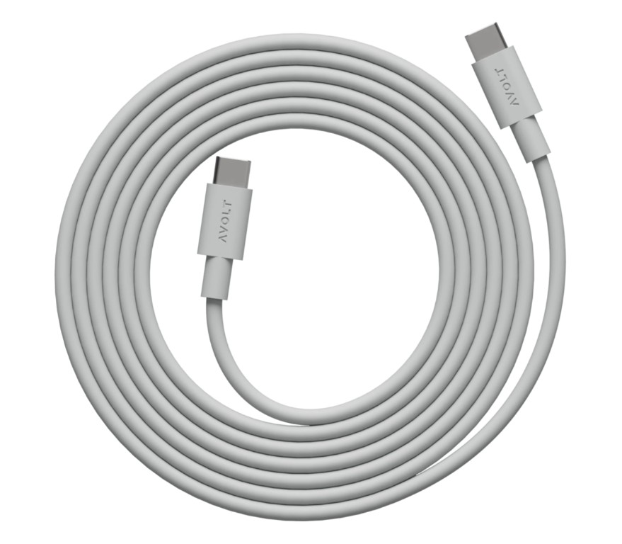 Cable 1 USB C to USB C Charging Cable, 2m Gris De Avolt - Le c&acirc;ble 1 USB-C vers USB-C d'Avolt combine une charge puissante avec un design scandinave &eacute;l&eacute;gant.