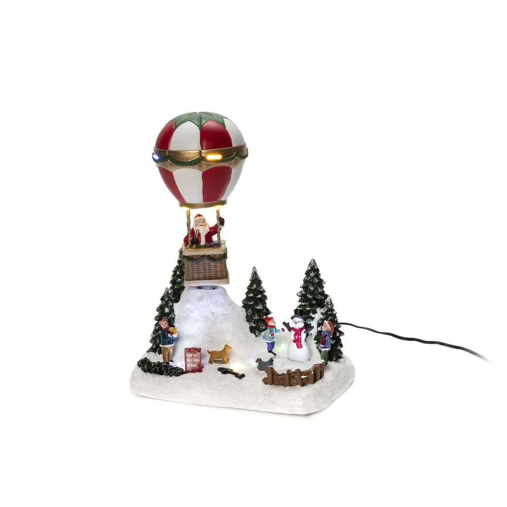 Décoration De Noël Mécanique Avec Montgolfière Multicolore De Konstsmide - Entrez dans l'esprit de No&euml;l avec cette d&eacute;coration de No&euml;l m&eacute;canique imaginative : une montgolfi&egrave;re avec le P&egrave;re No&euml;l flottant au-dessus d'un paysage hivernal !