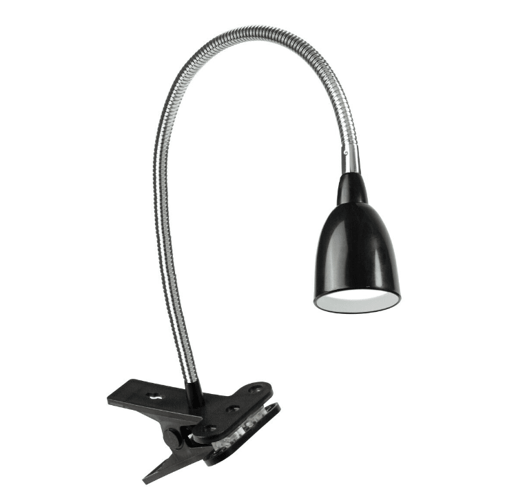 Stella Noir lampe à pince De Airam - Fixez la lampe au bord d'une table ou d'une &eacute;tag&egrave;re &agrave; l'aide de la pince &agrave; clip.