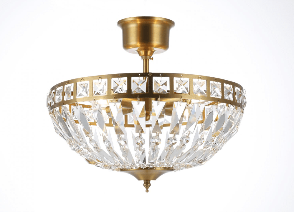 Flores Ø35 Laiton brossé cristal De Norrsken Design - Le plafonnier Flores en laiton bross&eacute; est une source de lumi&egrave;re &eacute;l&eacute;gante et sophistiqu&eacute;e qui met en valeur n'importe quelle pi&egrave;ce avec son design moderne et ses d&eacute;tails exclusifs.