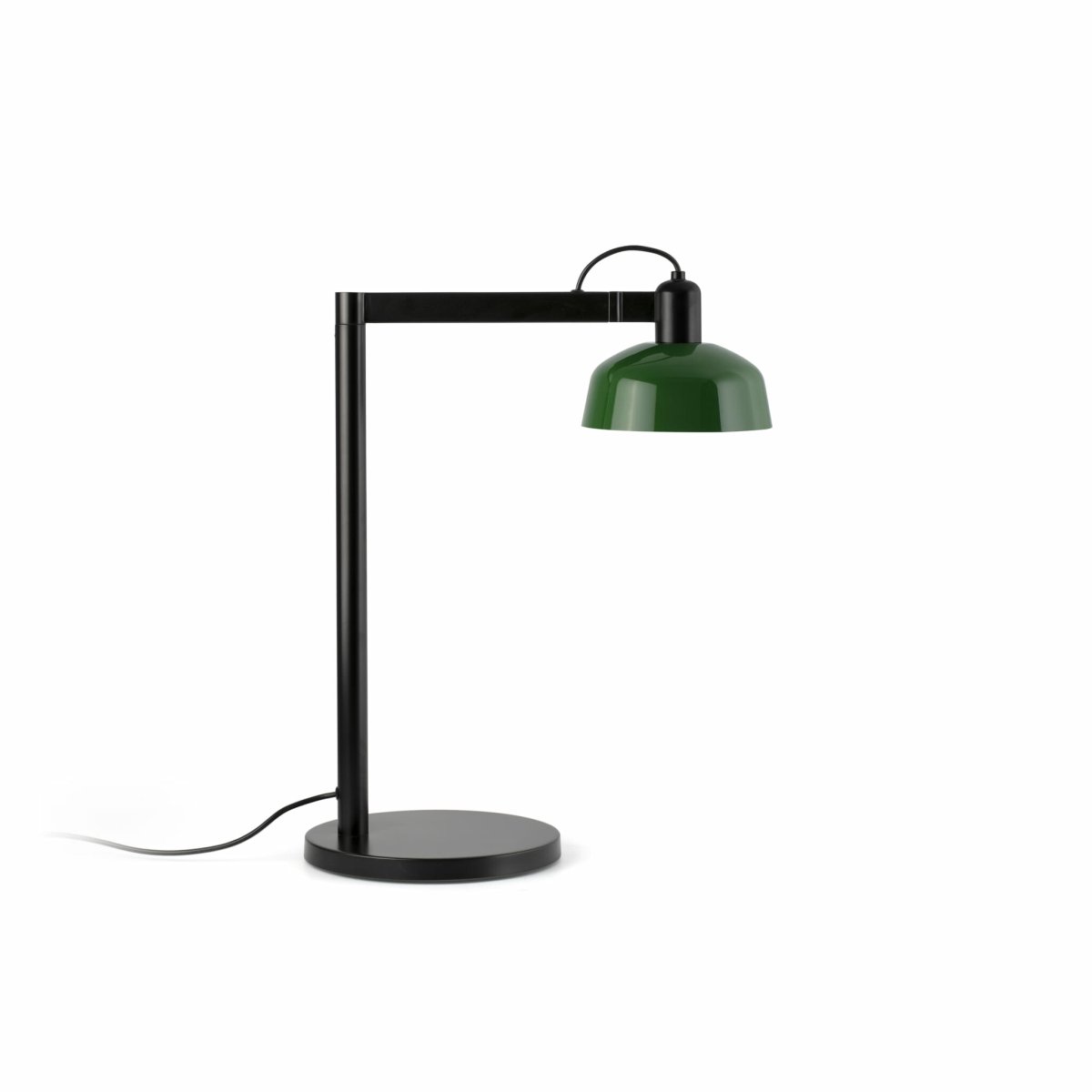 Tatawin 58cm Vert lampe de bureau De Faro Barcelona - Tatawin est une lampe de table &agrave; la structure noire et &agrave; l'abat-jour en m&eacute;tal vert qui diffuse une lumi&egrave;re directionnelle et focalis&eacute;e.