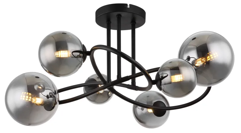 Riha 62cm Couleur fumée plafonnier De Globo Lighting - Uppt&auml;ck Riha &ndash; en imponerande plafond som skapar en elegant atmosf&auml;r i ditt hem.
