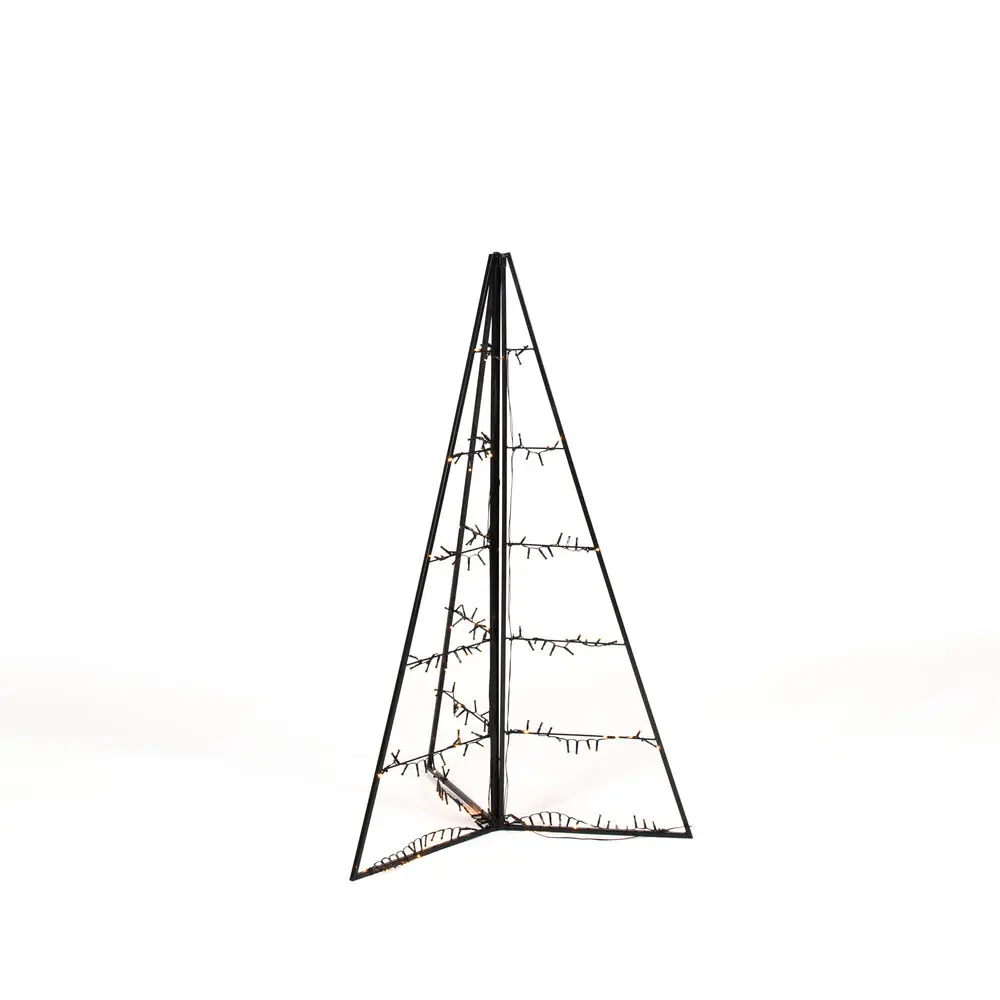 Décoration En Métal Pyramide 120cm Noir De Konstsmide - Avec 171 lumi&egrave;res LED ambr&eacute;es chaudes, il diffuse une lueur &eacute;l&eacute;gante et cr&eacute;e une atmosph&egrave;re magique.