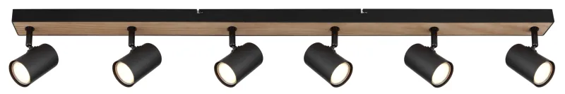Robby 6 Nature spot De Globo Lighting - Robby &auml;r en&nbsp;stilren&nbsp;takspotlight som imponerar med sin eleganta design i mattsvart metall och MDF i tr&auml;-look.