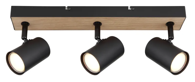 Robby 3 Nature spot De Globo Lighting - Robby &auml;r en&nbsp;stilren&nbsp;takspotlight som imponerar med sin eleganta design i mattsvart metall och MDF i tr&auml;-look.