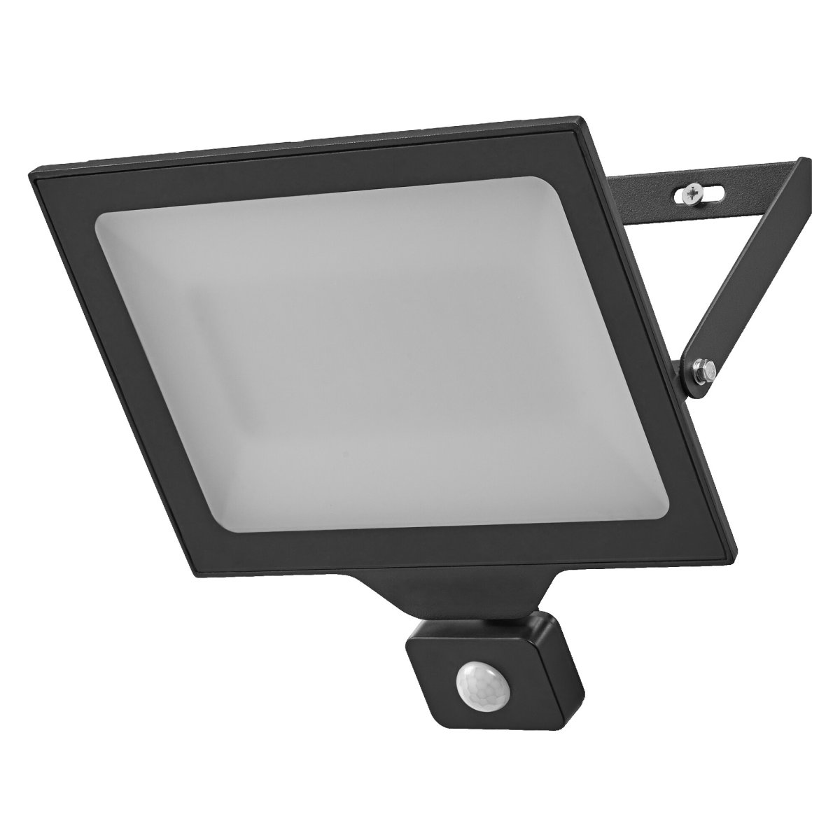 Floodlight Essential Sensor 150W Noir lampe d’extérieur De Ledvance - Gr&acirc;ce &agrave; un capteur de mouvement et de lumi&egrave;re du jour int&eacute;gr&eacute;, l'&eacute;clairage s'allume automatiquement lorsqu'un mouvement est d&eacute;tect&eacute; et s'adapte aux conditions d'&eacute;clairage.