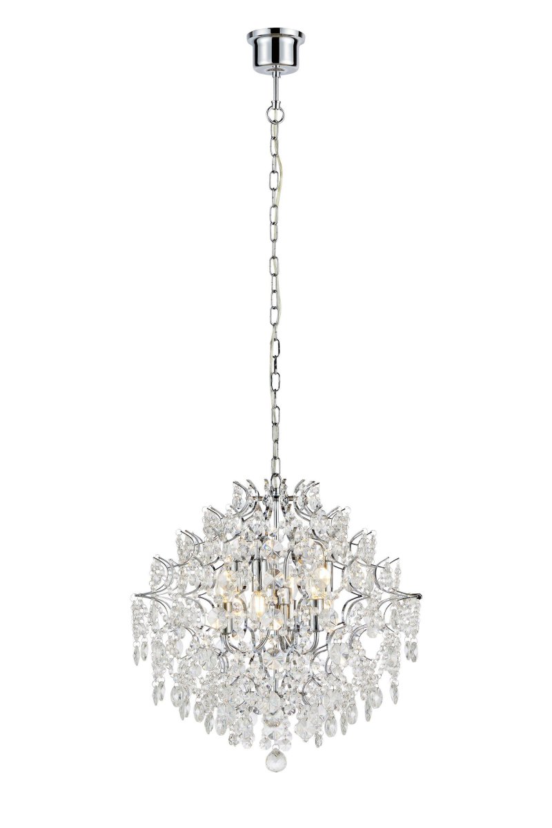 Rosendal Ø50 Chrome cristal De Markslöjd - Ce magnifique lustre en cristal de la série Rosendal transforme votre salon en une salle de fête étincelante.