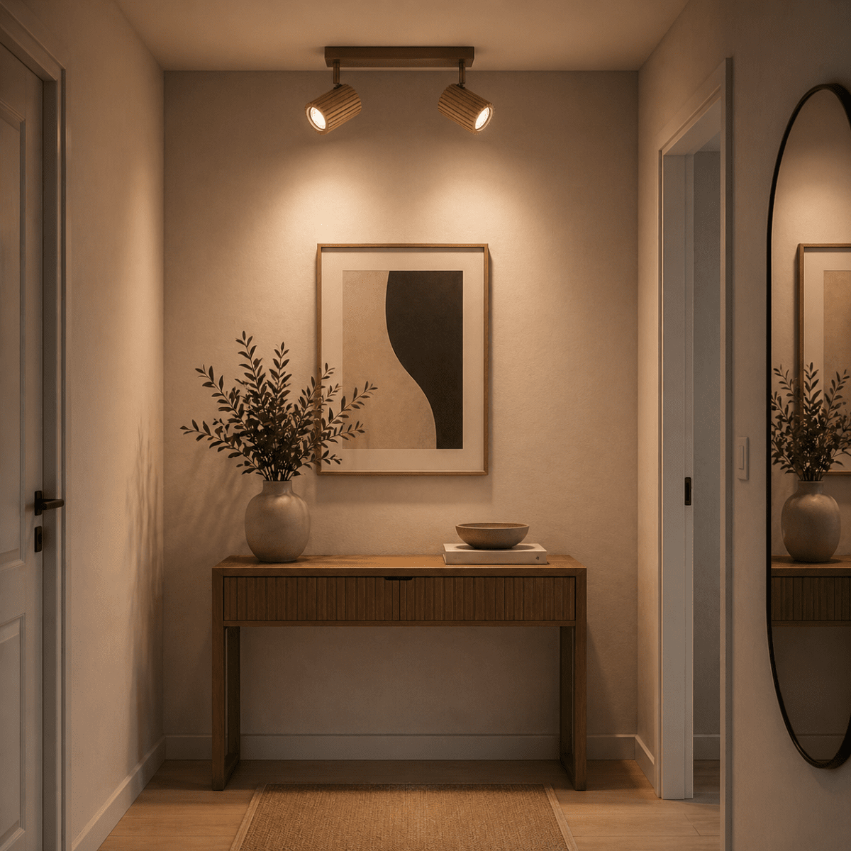 Lakewood 2 Brun spot De Brilliant - L'alliance du bois et du métal confère au spot un style à la fois moderne et naturel.