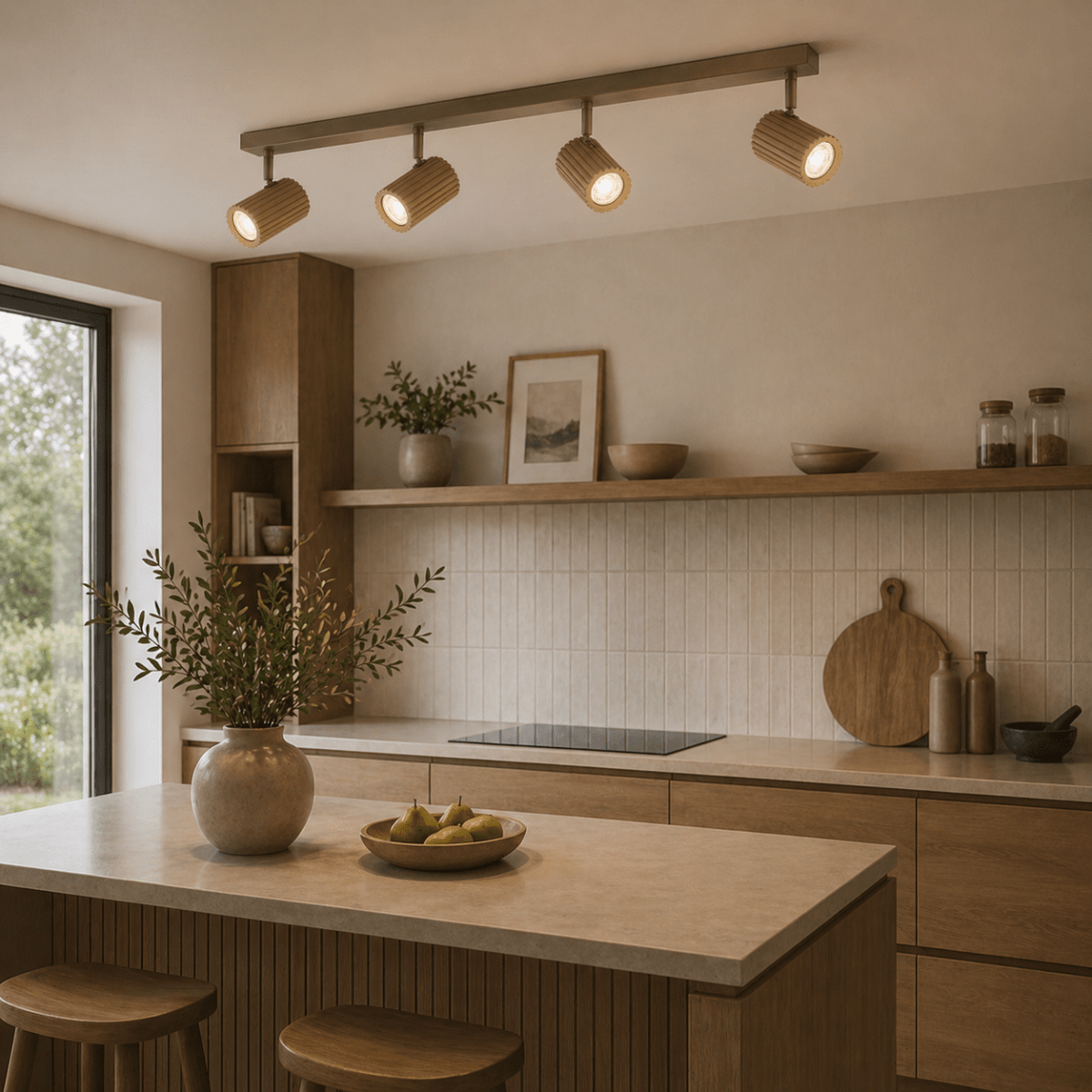 Lakewood 4 Brun spot De Brilliant - L'alliance du bois et du métal confère au spot une touche à la fois moderne et naturelle.