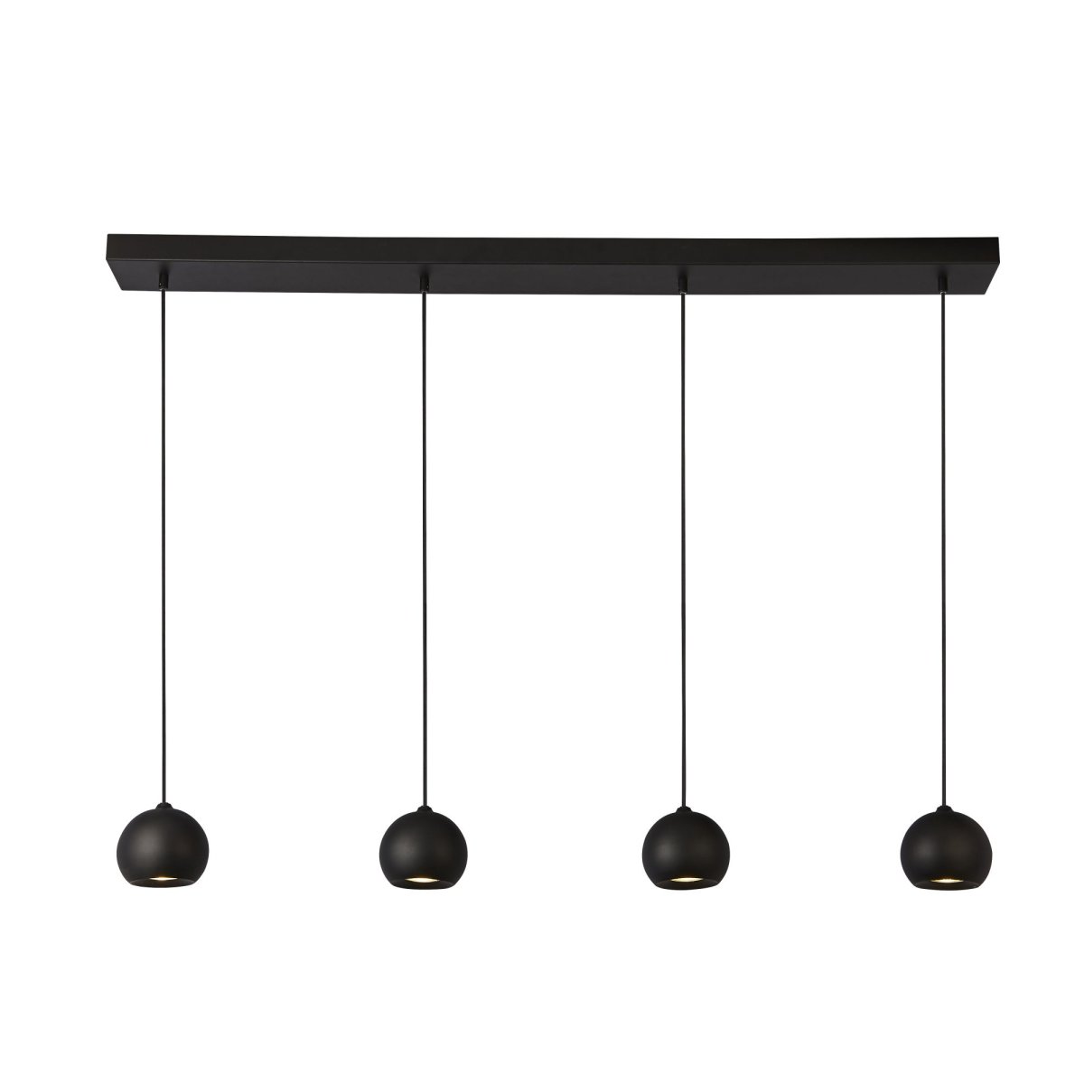 Eindhoven 125cm Sable noir suspension De Searchlight - La suspension Eindhoven à 4 lumières est suspendue à une tige noire de couleur sable et ajoute un luxe élégant à un salon, une chambre, une cuisine, une salle à manger ou un couloir moderne.