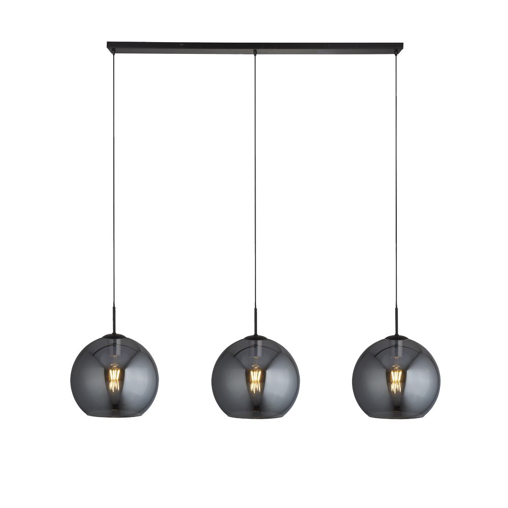 Amsterdam 146cm Noir suspension De Searchlight - La lampe est réglable et dimmable, ce qui en fait un ajout parfait à une cuisine ou une salle à manger moderne.