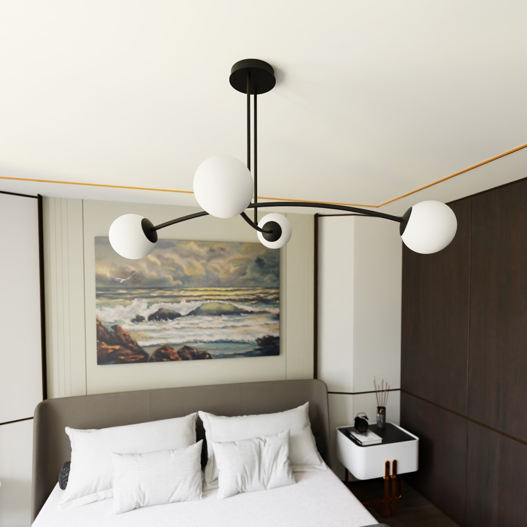 Halldor 108cm Noir suspension De Emibig Lighting - Halldor est une s&eacute;rie de plafonniers qui compl&egrave;tent &agrave; la fois les int&eacute;rieurs modernes et classiques.