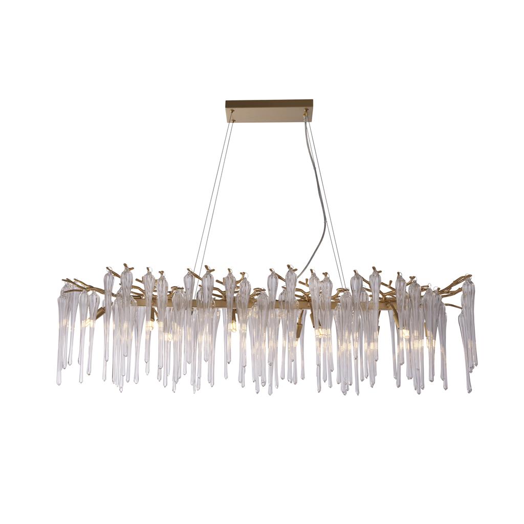 Heritage 117cm Or cristal De Searchlight - Les éléments en verre, longs et fins, créent un effet scintillant et vibrant qui confère à la pièce dynamisme et raffinement.
