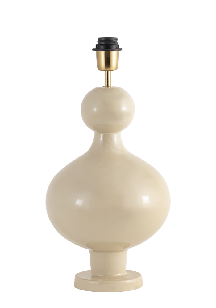 Fiona 40cm Blanc crémeux pied de lampe De Alde & Lind - Sa forme classique et légèrement arrondie s'harmonise parfaitement avec sa surface émaillée ultra-brillante, conférant à la lampe une allure moderne et raffinée.